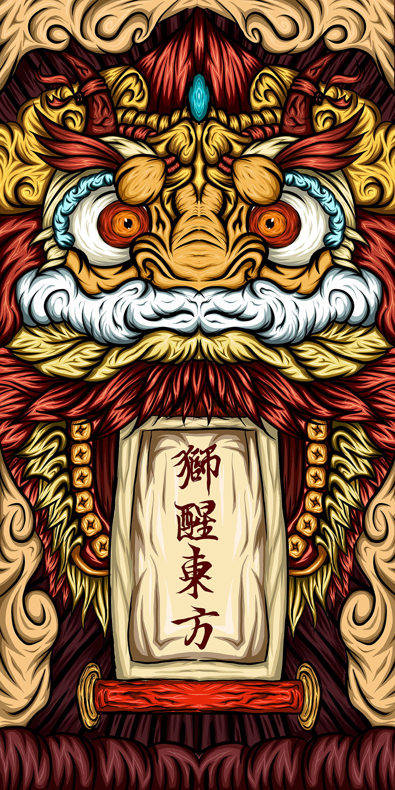 中国风醒狮手机壁纸图片