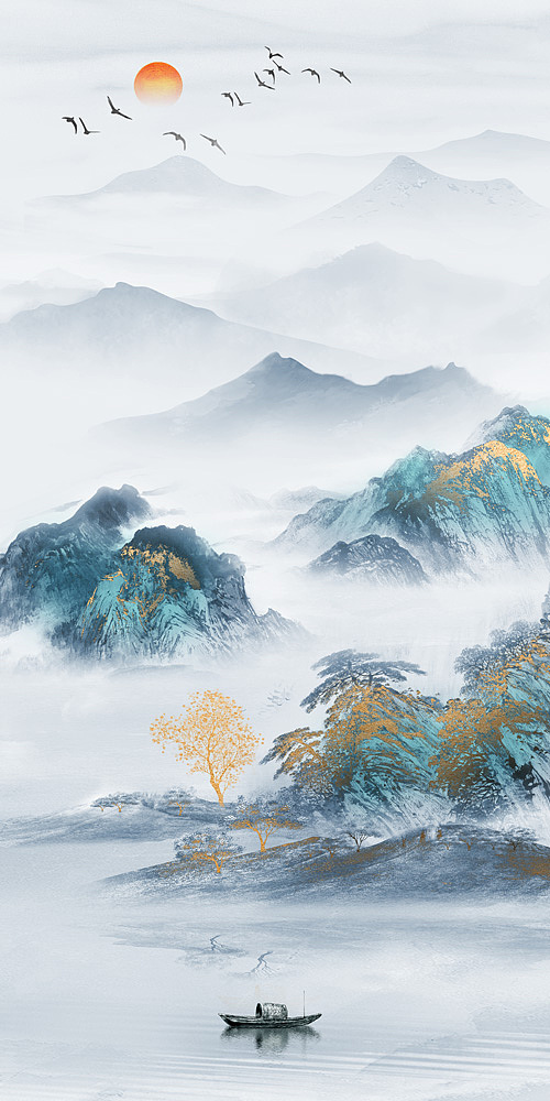 2022新山水（图ZMjc2NTU0OTIw） - 生活用品 - 站酷设计师新中式纱画图库原创素材 - 站酷ZCOOL