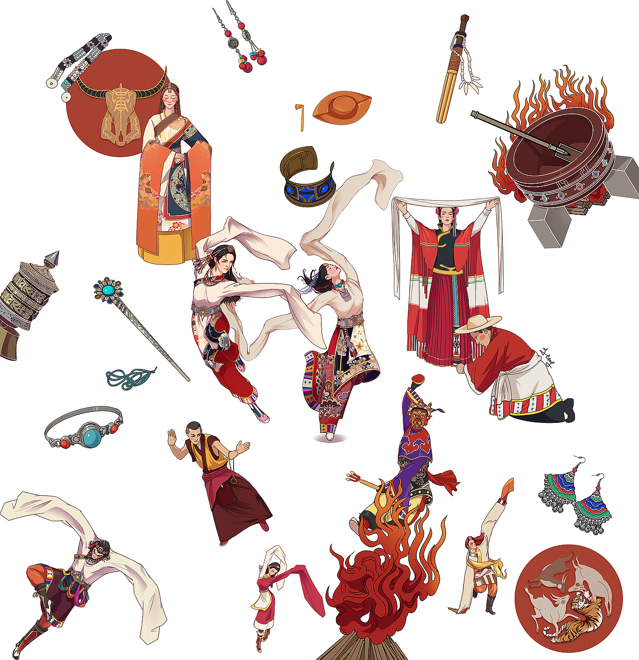 锅庄语音书（图ZMTA4NzQwOTQw） - 商业插画 - 站酷设计师东还原创素材 - 站酷ZCOOL