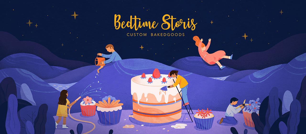 Bedtime Storis烘培工作室推广图（图ZMjEyMzI4MDg4） - 商业插画 - 站酷设计师JieyuDeng原创素材 - 站酷ZCOOL