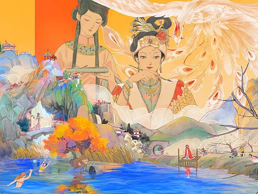 繪卷：鳳舞九天之錦繡觀園（個人主頁-ZNjAyNTg5Njg=） - 商業(yè)插畫 - 站酷設計師陳海平原創(chuàng)素材 - 站酷ZCOOL