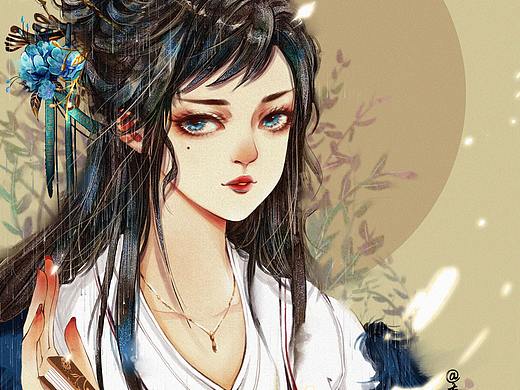 早期一张古风妹子的绘画过程