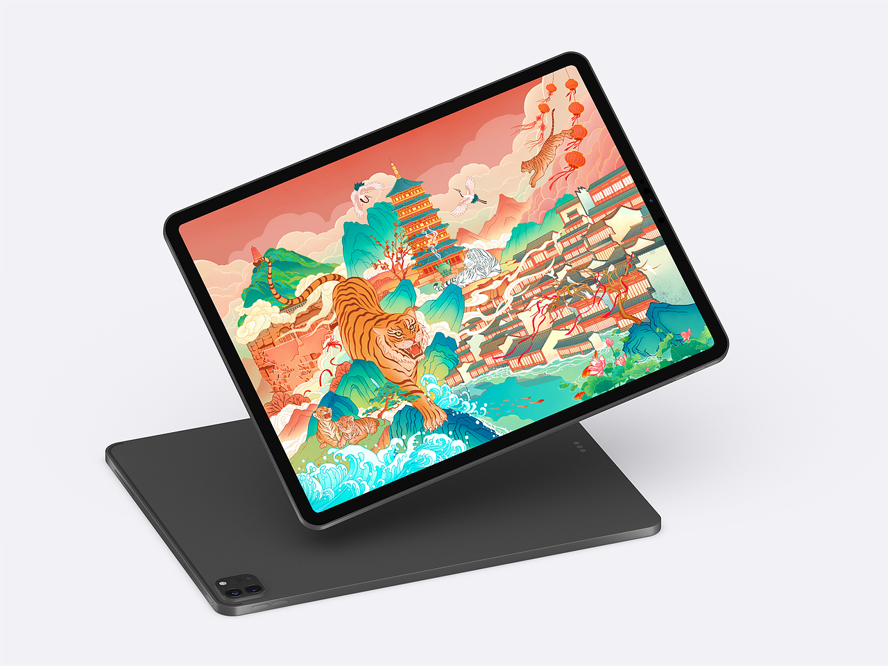 虎年賀歲，五虎迎春（圖ZMjgzMzUzNDM2） - 商業(yè)插畫 - 站酷設計師關山度月原創(chuàng)素材 - 站酷ZCOOL