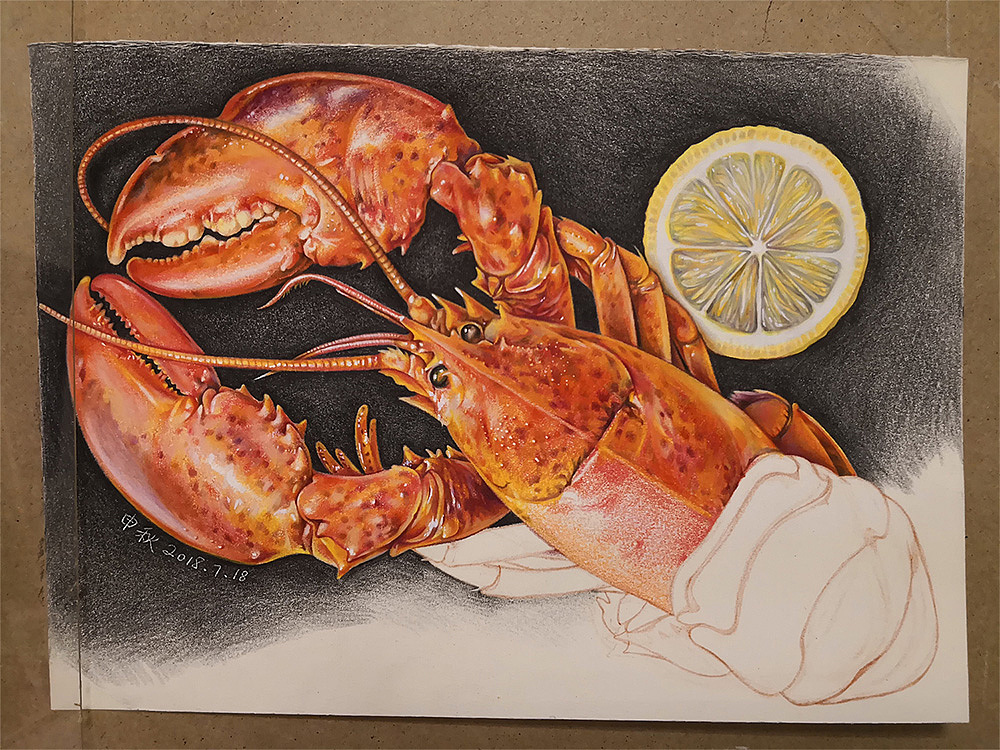 彩铅《龙虾》（图ZMTIyNzE0OTky） - 绘画 - 站酷设计师申秋原创素材 - 站酷ZCOOL