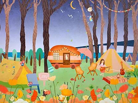 露营插画