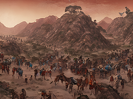 #AI创作实验室#看，壁画上的商贾，翻越沙漠山谷