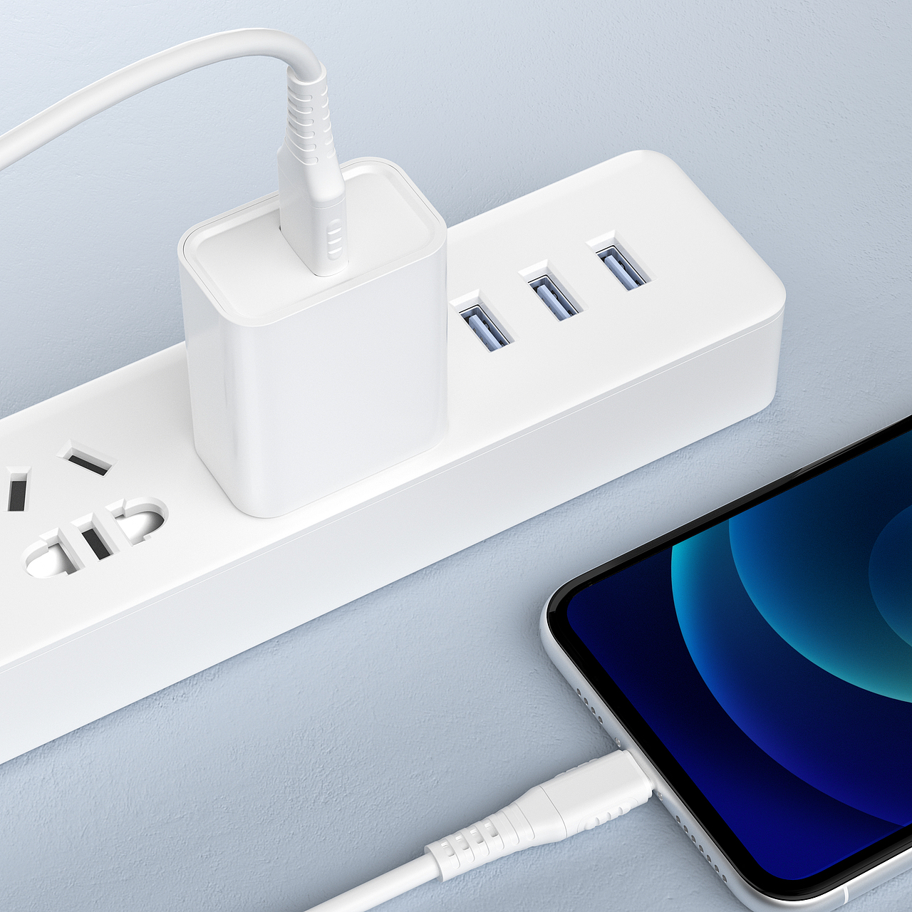 数据线/充电头/充电宝渲染