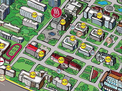 山东大学手绘地图（个人主页-ZMjc1Nzg1ODg=） - 艺术插画 - 站酷设计师子木公原创素材 - 站酷ZCOOL