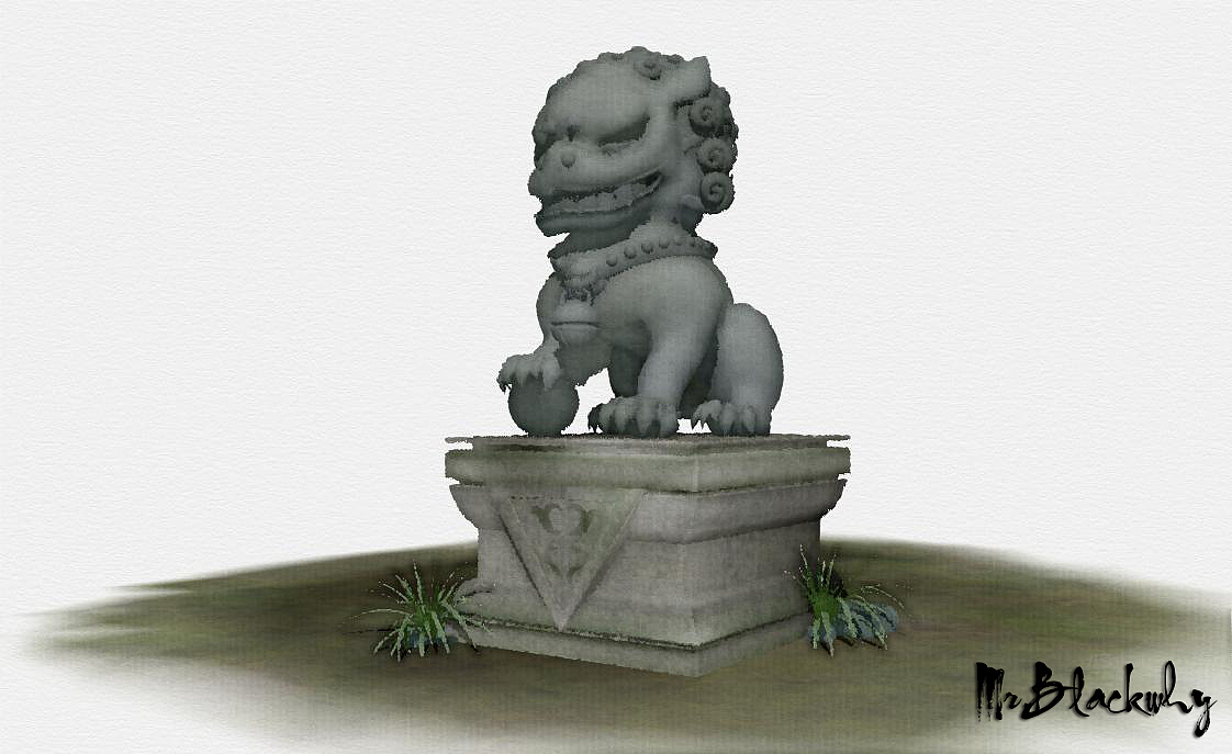 水彩风格渲染——石狮子