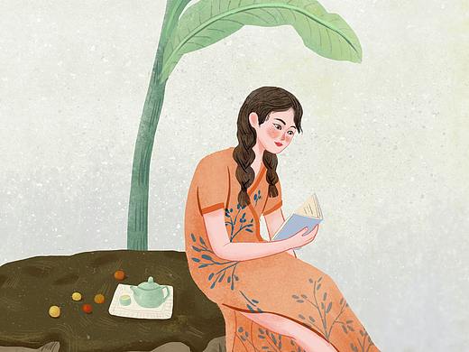 看书的女孩（个人主页-ZNTE2NTk0Mjg=） - 创作习作 - 站酷设计师苡米昔原创素材 - 站酷ZCOOL