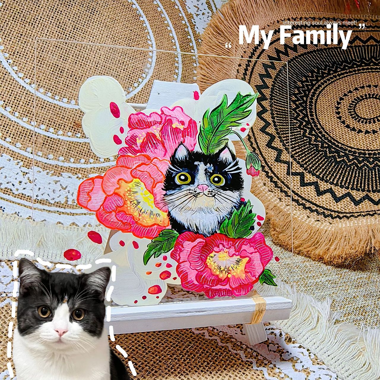 原创手绘丙烯画/|把毛孩子装进画框