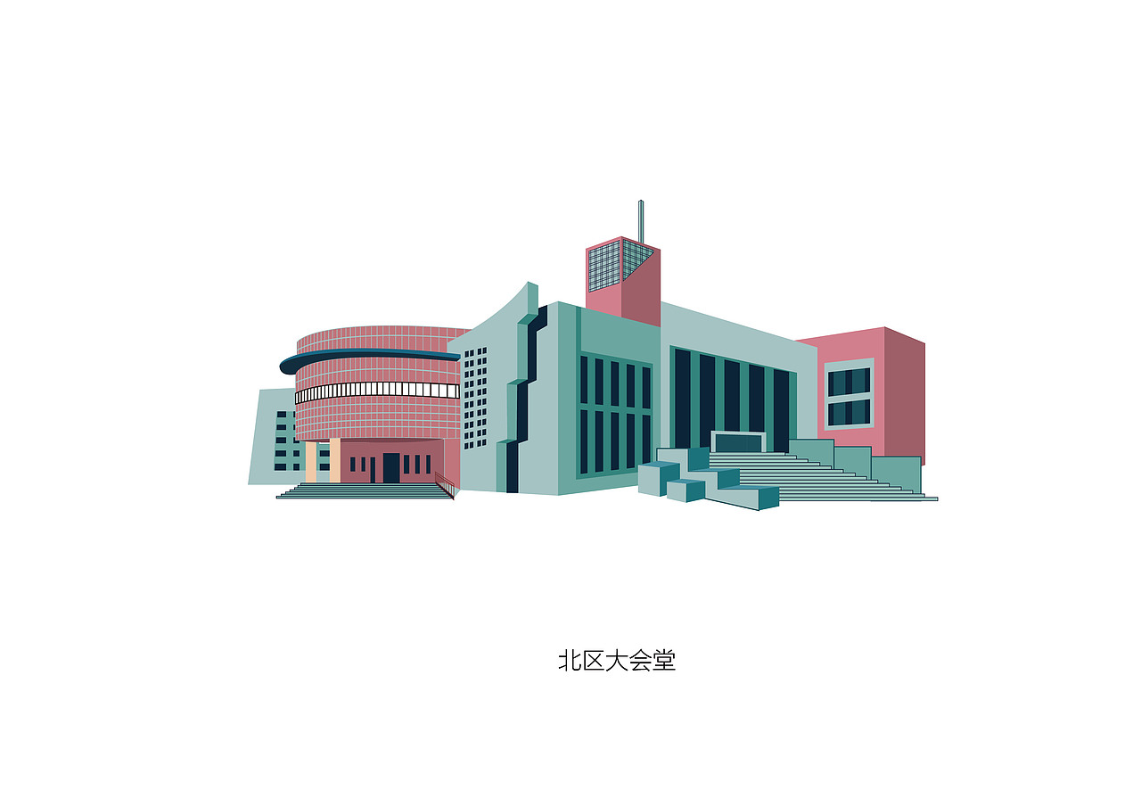 石河子大学建筑剪影概括