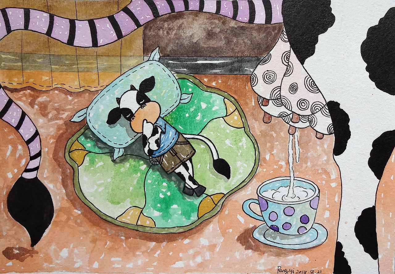 2014年8月 萌态十足的奶牛家族（图ZNDQ0MTI0NzI=） - 绘画 - 站酷设计师YIYI450原创素材 - 站酷ZCOOL