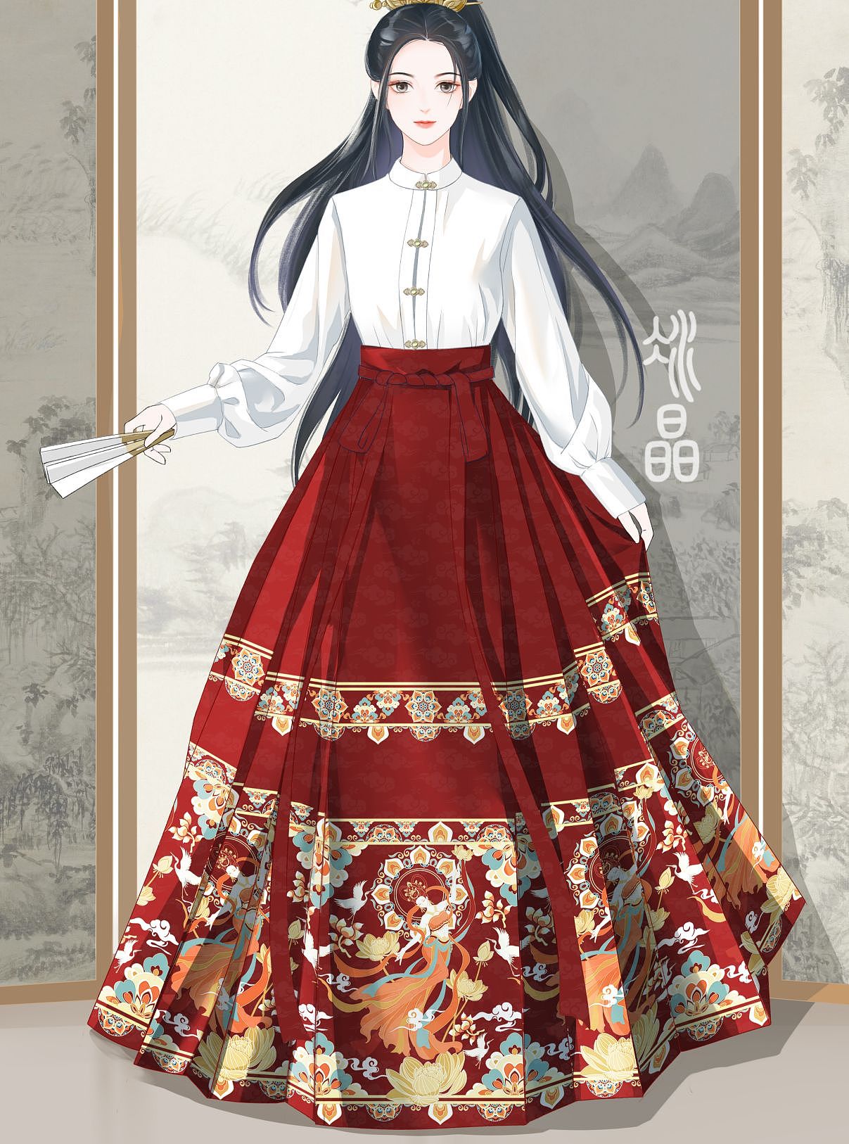 汉服设计*敦煌神女马面裙（图ZMzU5NzI2Njky） - 传统/民族服饰 - 站酷设计师在画画的冰晶原创素材 - 站酷ZCOOL