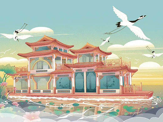 国风建筑插画