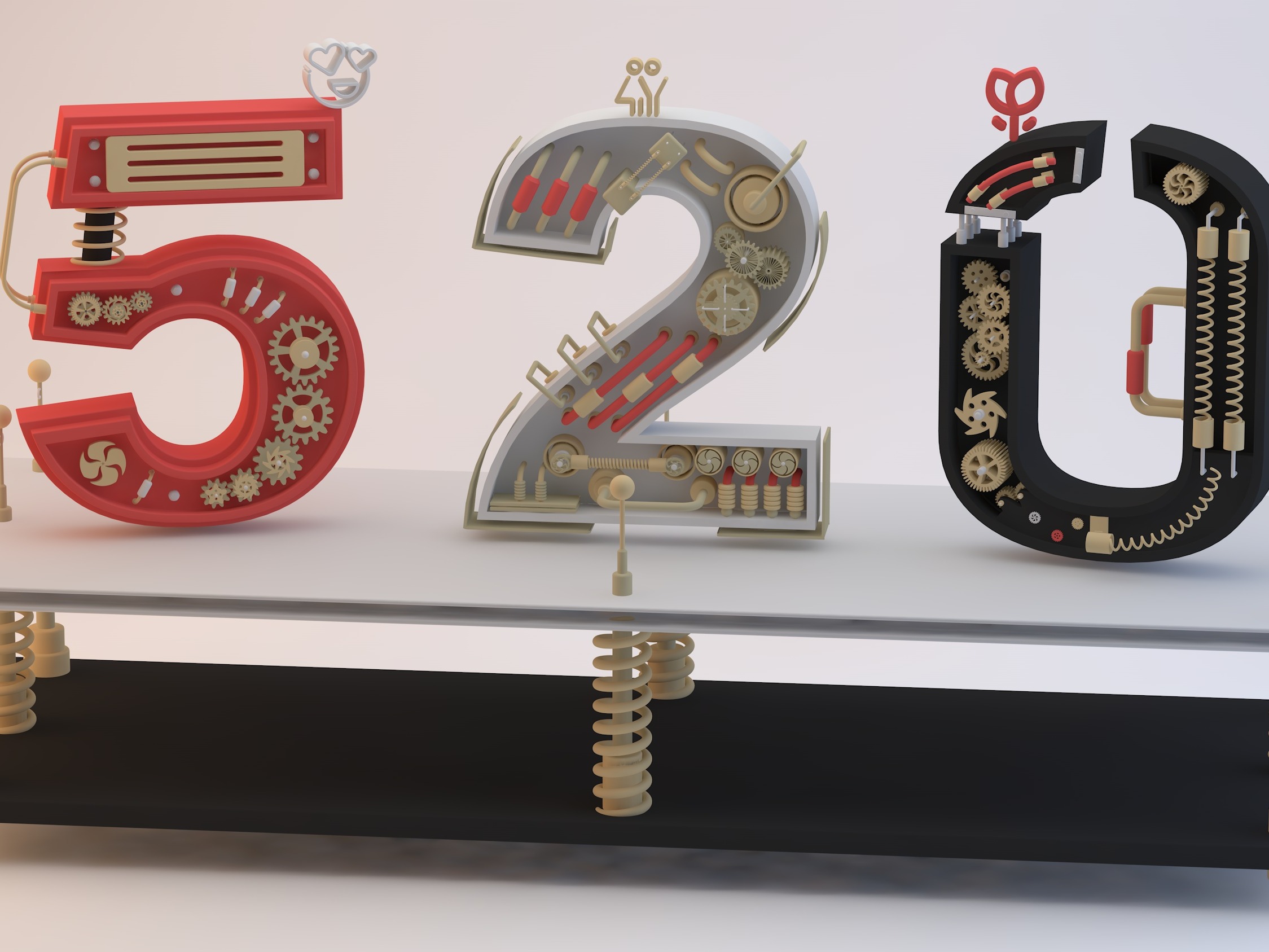 C4D数字建模临摹520_张温柔zk-站酷ZCOOL