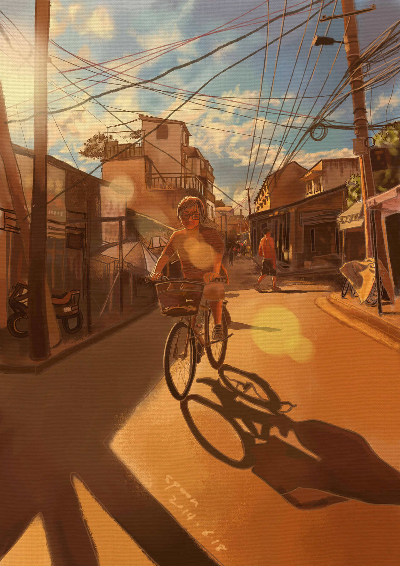 午后的街道（图ZMTcyMDYyODQ=） - 艺术插画 - 站酷设计师我是spoon_原创素材 - 站酷ZCOOL