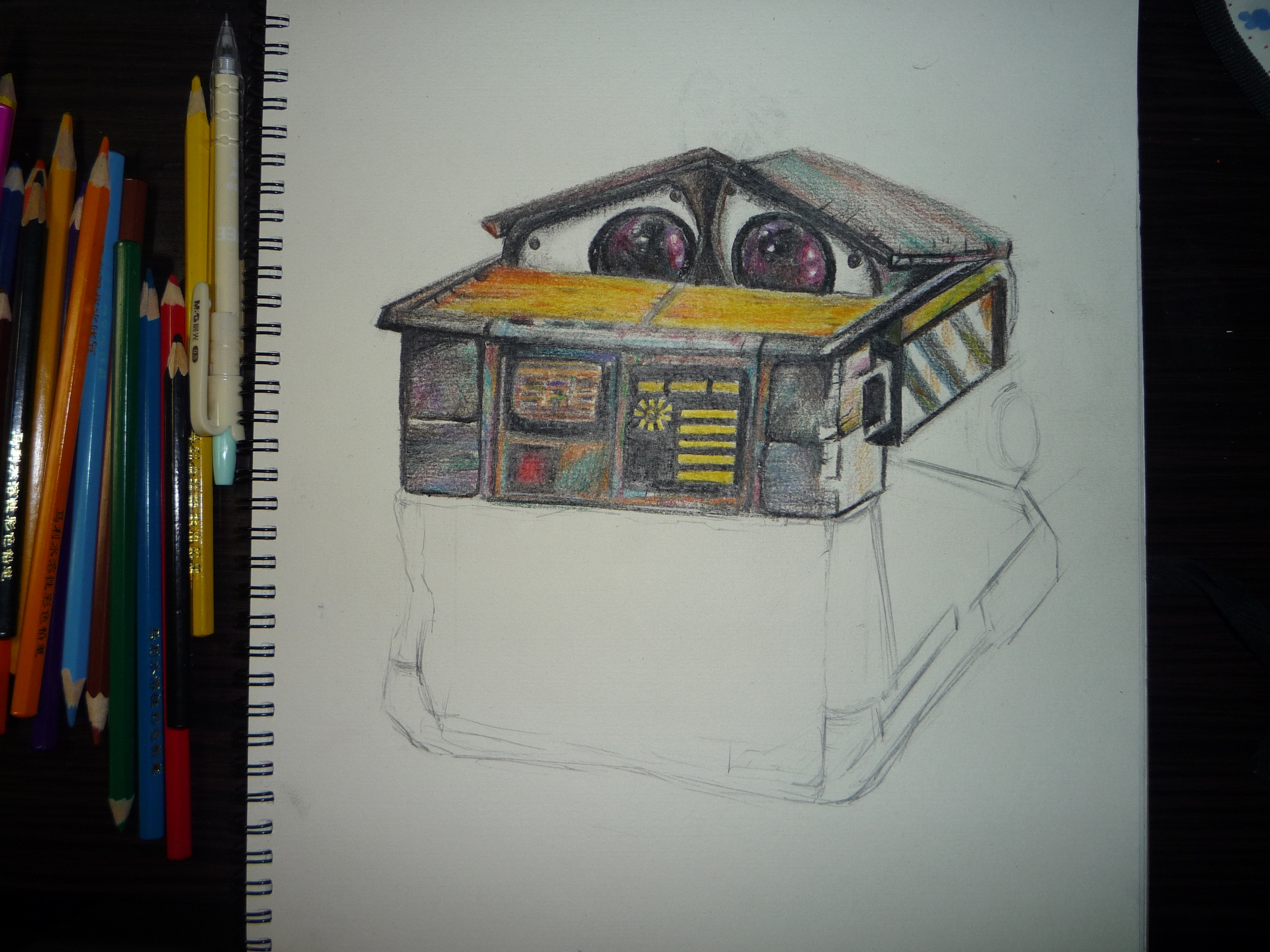 机器人瓦力(临摹)初学彩铅画作品