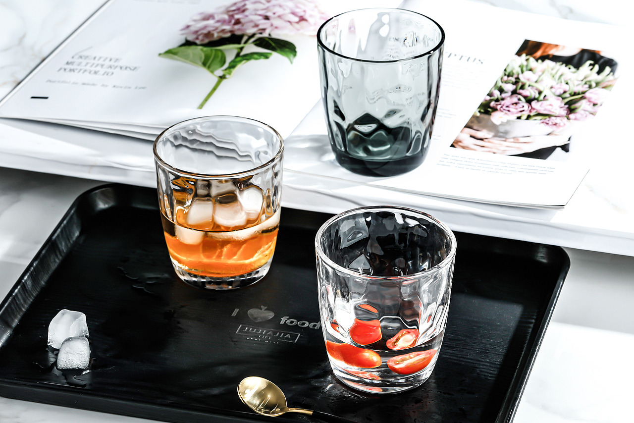 卵石竖条玻璃小口杯