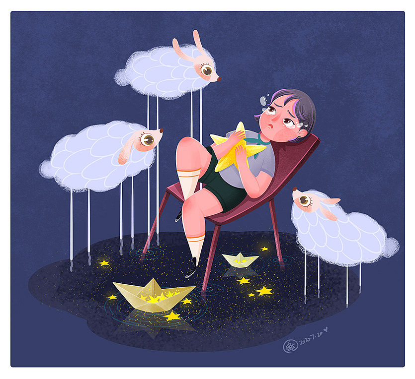 梦（图ZMjE3MjMyNDcy） - 儿童插画 - 站酷设计师小鱼七七原创素材 - 站酷ZCOOL