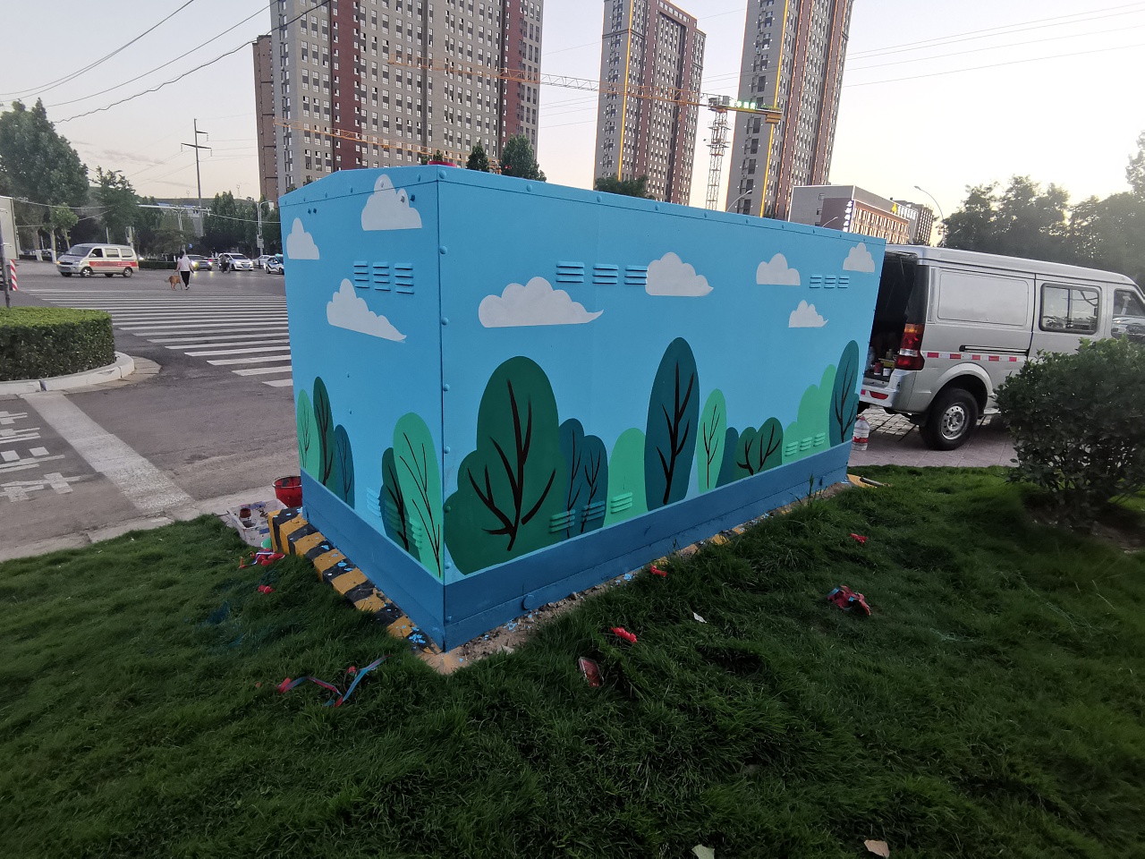 太原墙绘文化墙彩绘太原变电箱彩绘太原手绘美丽乡村|插画|商业插画
