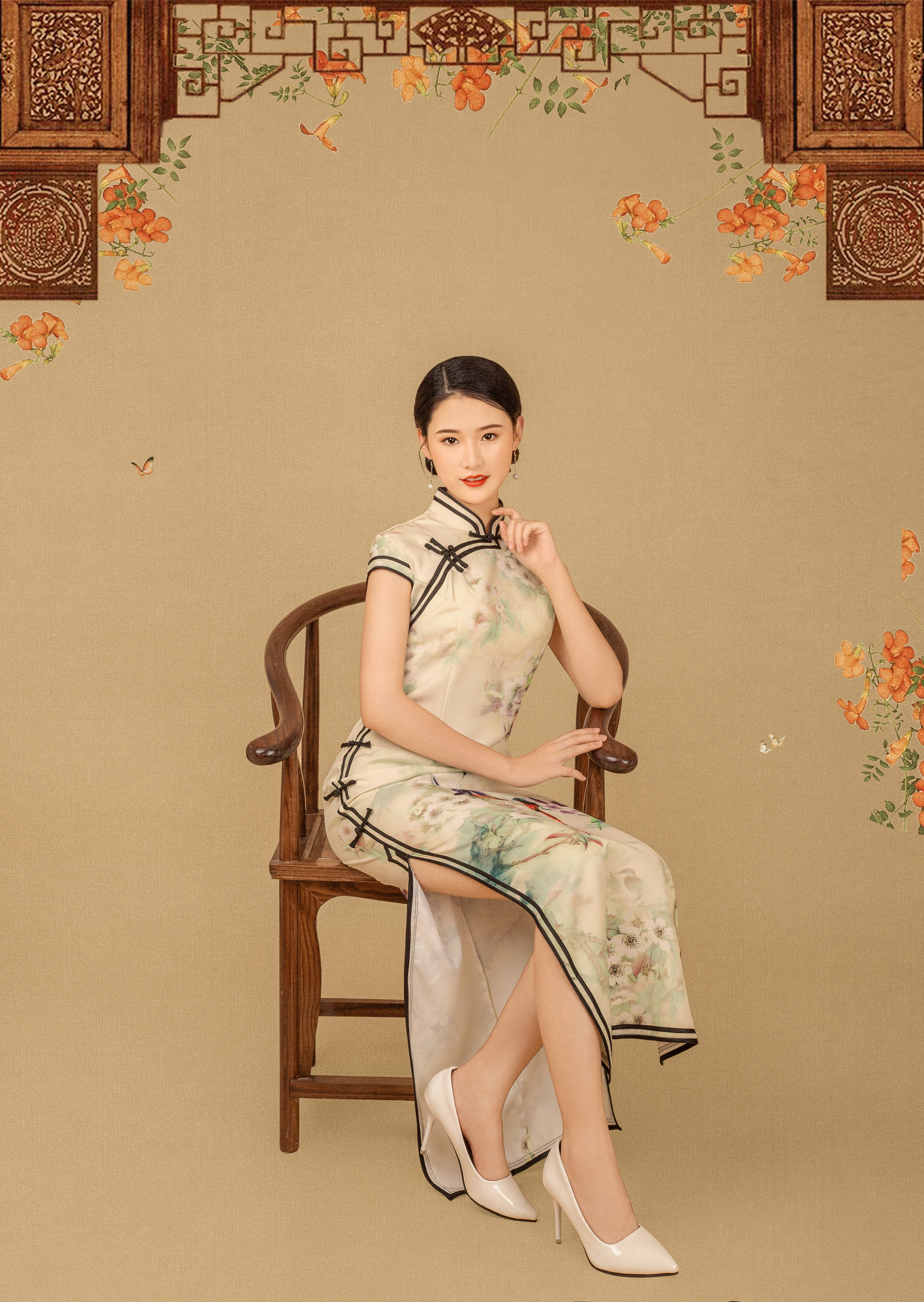 玉见摄影出品工笔画旗袍写真