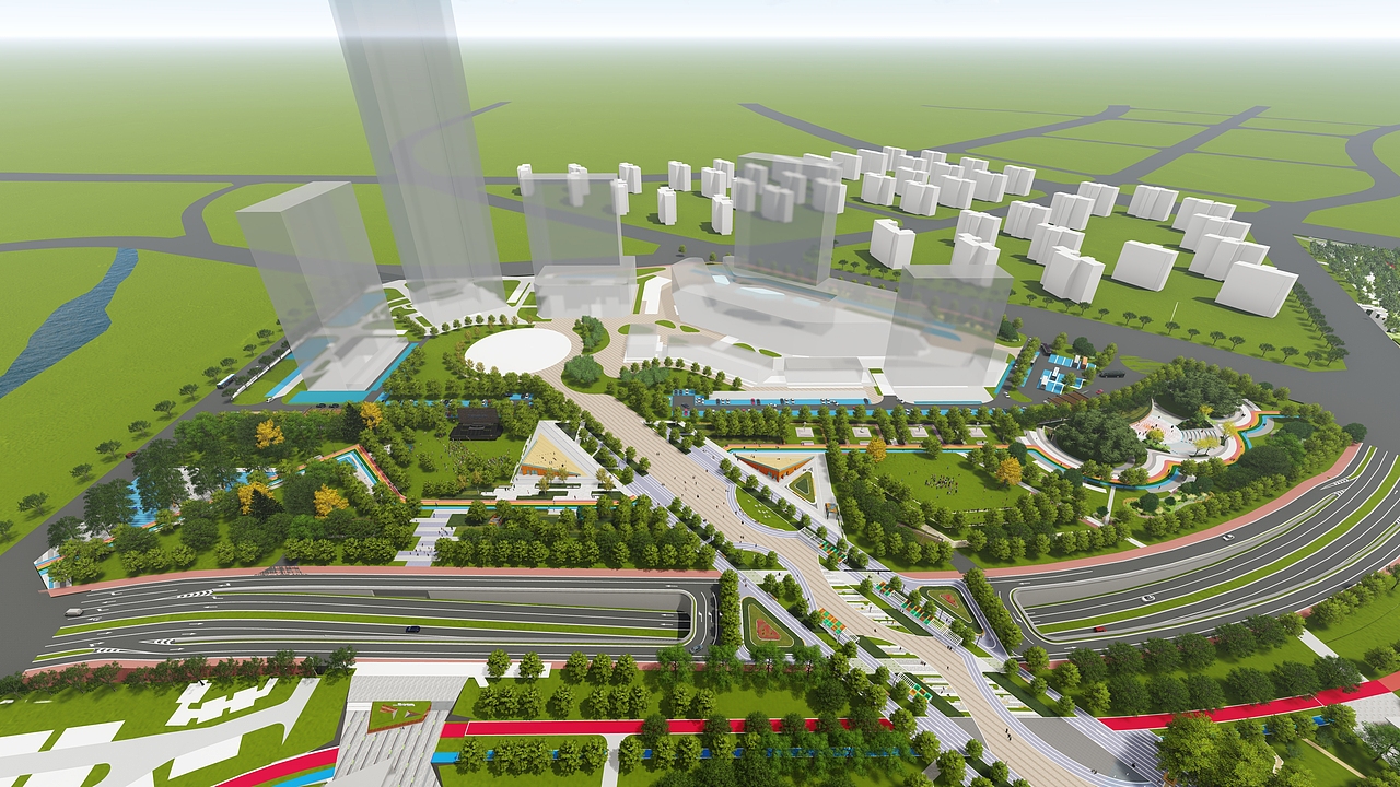 赣州蓉江新区滨江路隧道西侧绿地景观方案设计