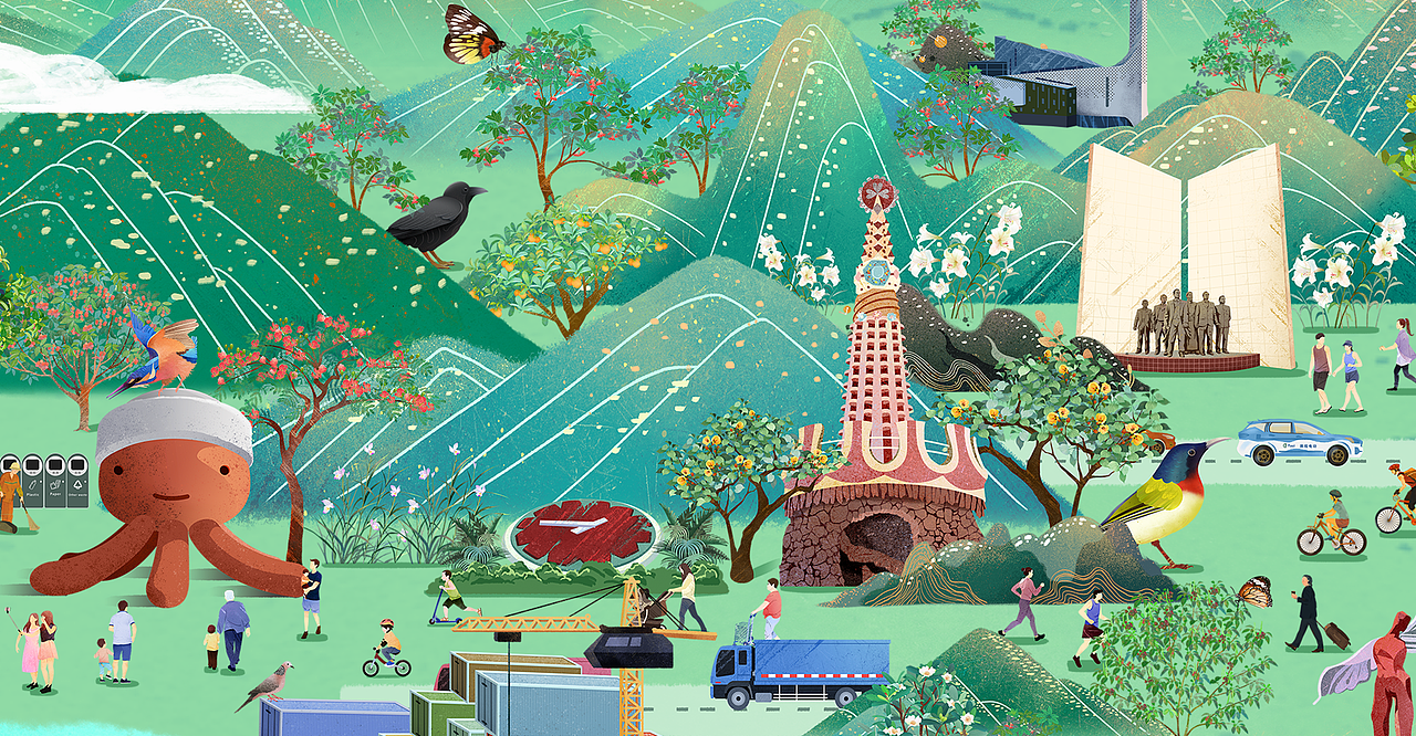 木头猫x深圳40年 | 画卷里的千园之城 气势磅礴(图ZMjIyNzAxMjYw) - 商业插画 - 站酷设计师疯子木原创素材 - 站酷ZCOOL