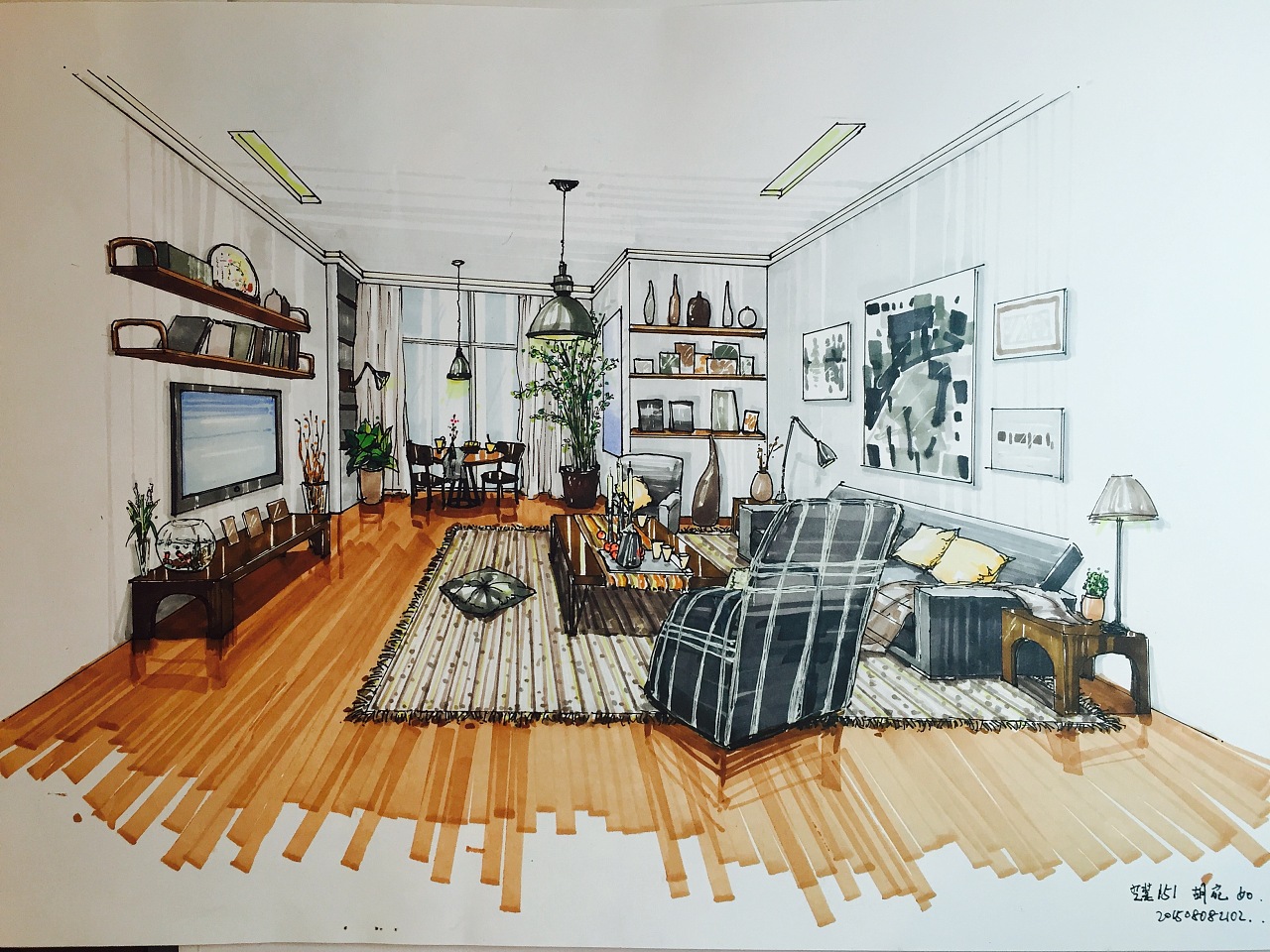 室内起居室马克笔步骤分享|空间|家装设计|画手绘的慧丫头 - 原创作品 - 站酷 (ZCOOL)