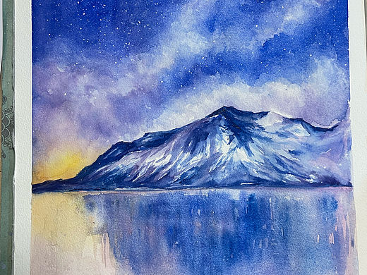 水彩写生《极光》