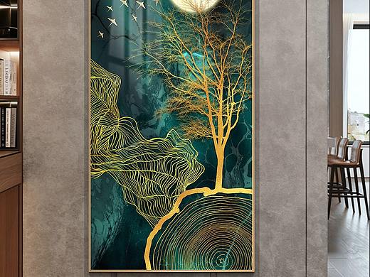 现代轻奢画客厅装饰画新中式金箔游鱼装饰画