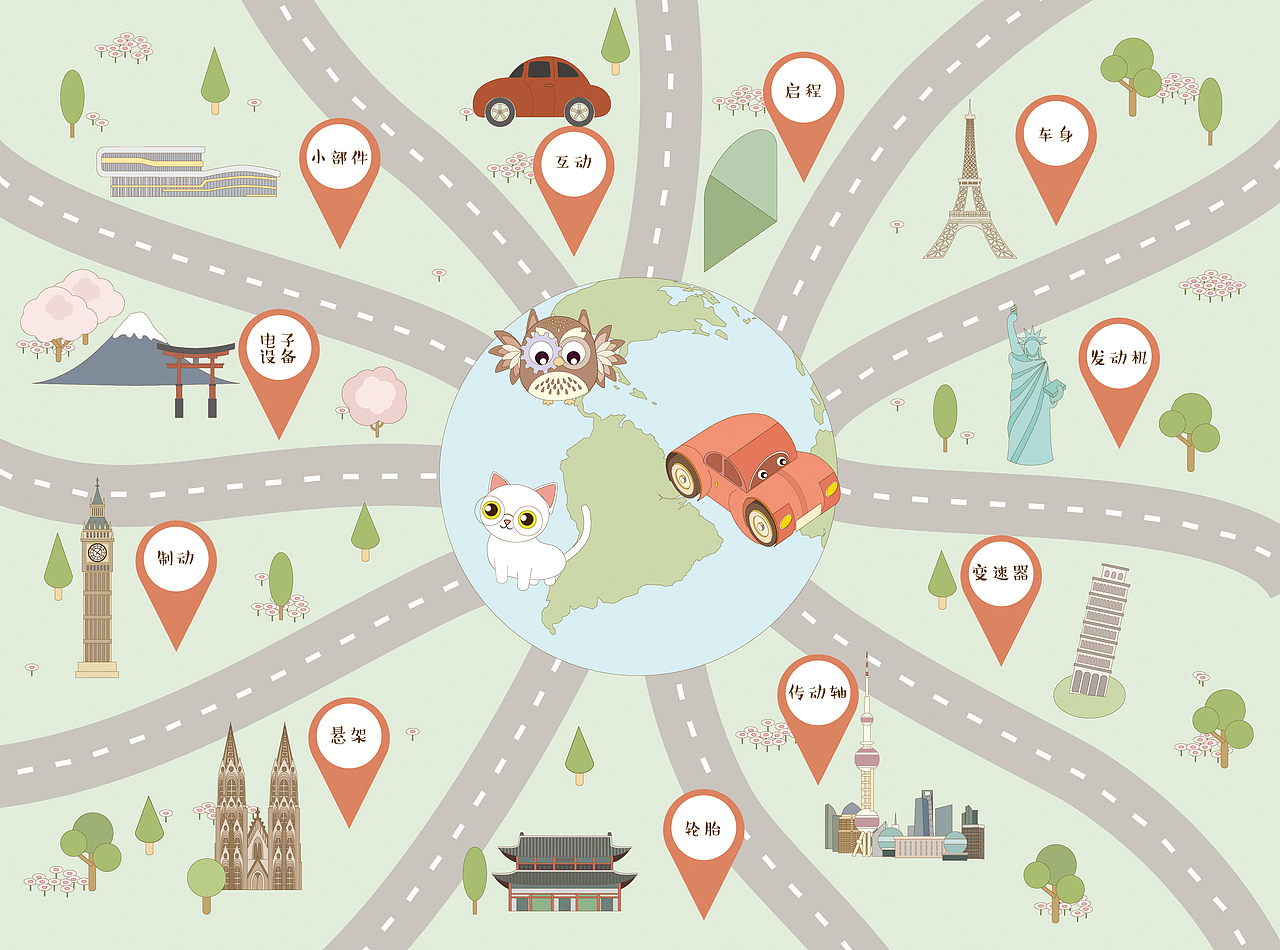 矢量风格绘本：E先生的汽车工厂（图ZMTUyMTAwNDM2） - 商业插画 - 站酷设计师祛魅研究所原创素材 - 站酷ZCOOL