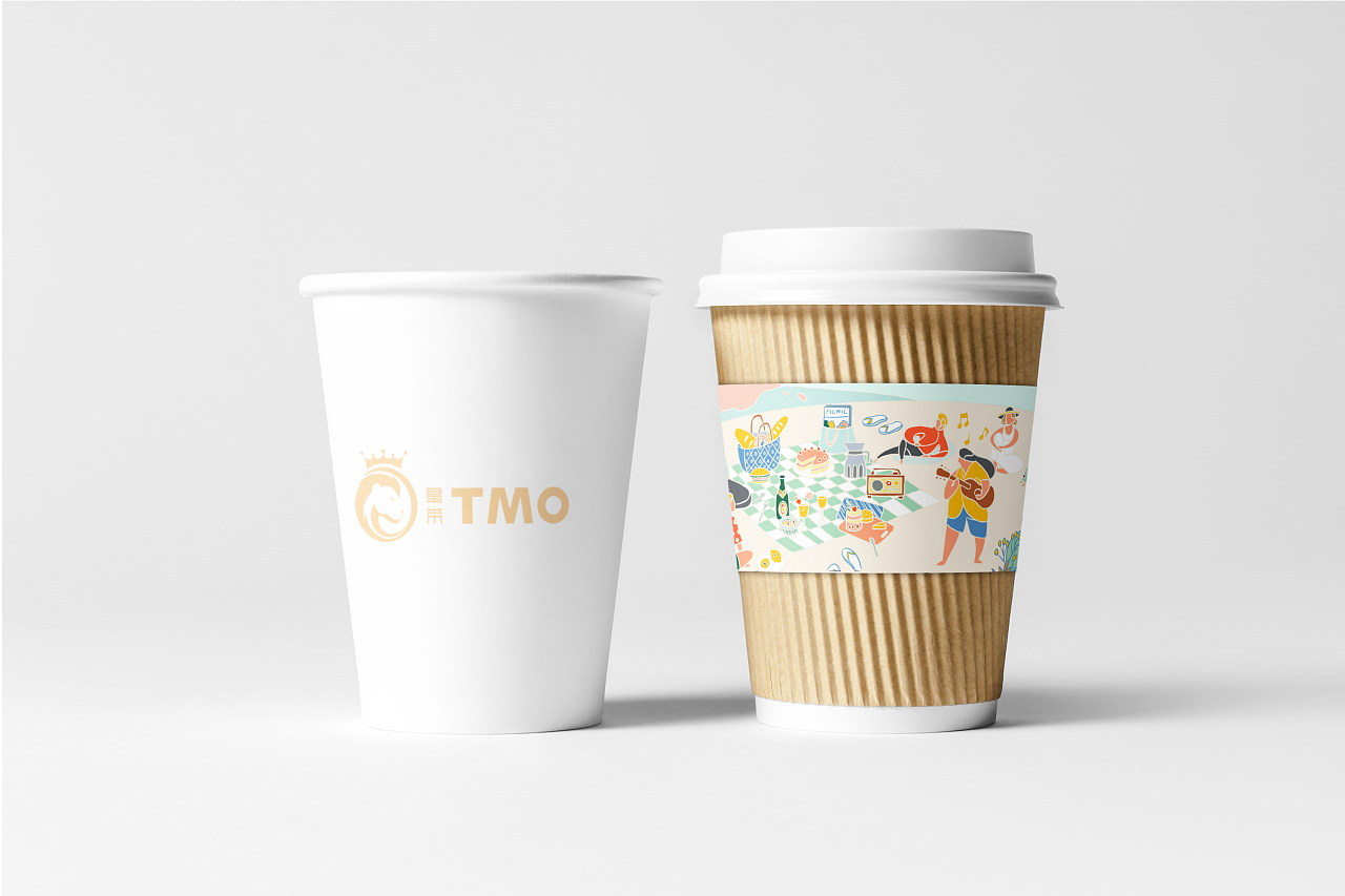 奶茶杯包装插画设计样机效果图