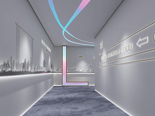 看房通道现代广告装饰玻璃发光展览展示渐变室内设计