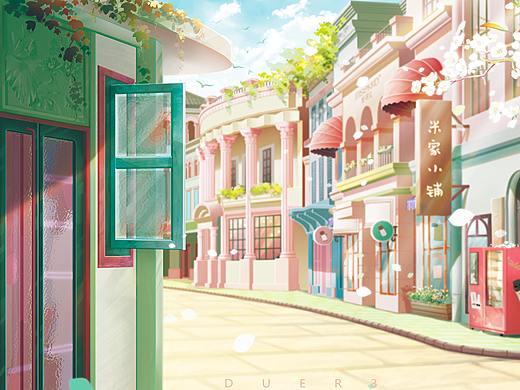 大米小鎮(zhèn)粉色街道（個(gè)人主頁(yè)-ZNDczMDQzMTI=） - 商業(yè)插畫(huà) - 站酷設(shè)計(jì)師亓三原創(chuàng)素材 - 站酷ZCOOL