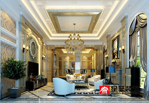 贵阳别墅装修公司,中航城120平欧式别墅设计!