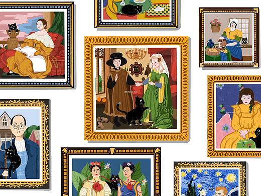 《月猫的名画之旅》——名画转插画（个人主页-ZNDE4NzQ0MjQ=） - 创作习作 - 站酷设计师Otono_Xu原创素材 - 站酷ZCOOL