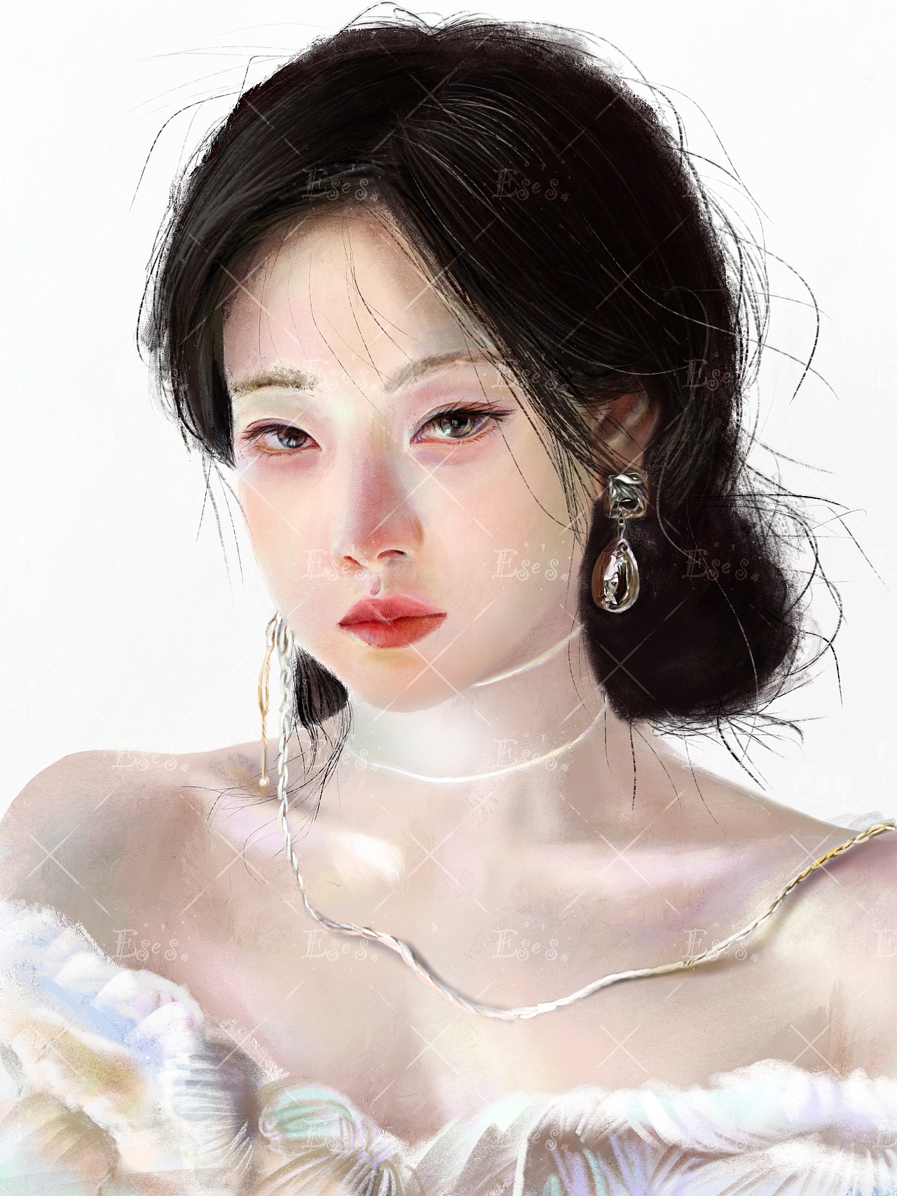 香雾云鬓湿，清辉玉臂寒（图ZMjk3NDUyODA0） - 绘画 - 站酷设计师Z646330036原创素材 - 站酷ZCOOL