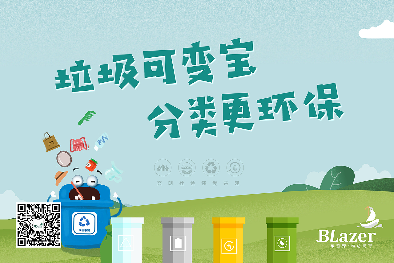 少儿机构垃圾分类宣传海报（图ZMjY2NzMzMjY0） - 海报 - 站酷设计师V视觉实验室原创素材 - 站酷ZCOOL