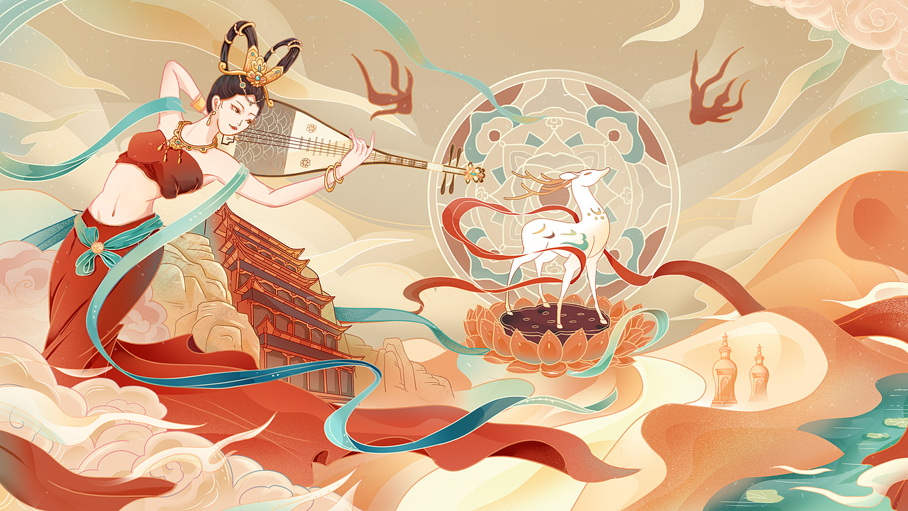 梦入敦煌（图ZMjQxNjE5MTc2） - 创作习作 - 站酷设计师Blululu原创素材 - 站酷ZCOOL