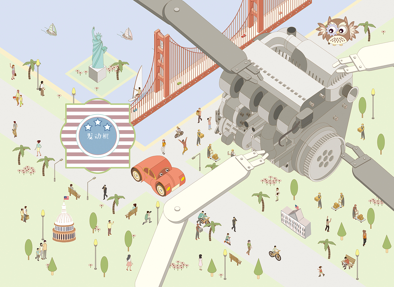矢量风格绘本：E先生的汽车工厂（图ZMTUyMTAwMzY4） - 商业插画 - 站酷设计师祛魅研究所原创素材 - 站酷ZCOOL