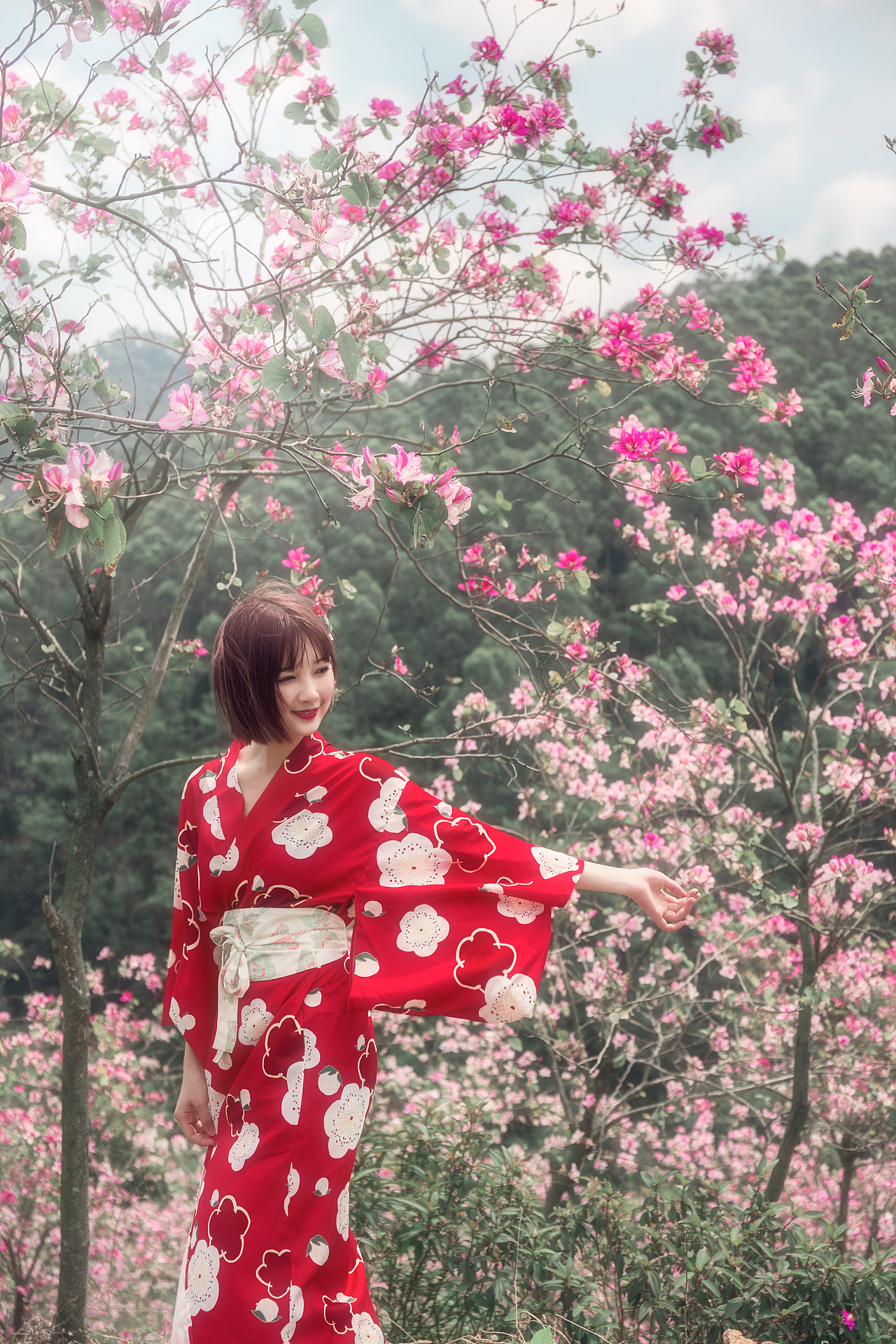 唯美柔和紫荆花人像