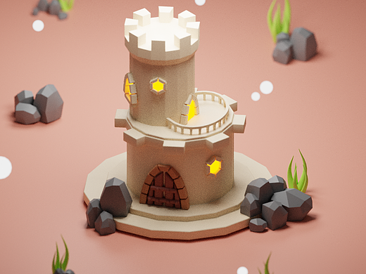 Lowpoly城堡|Blender小场景练习