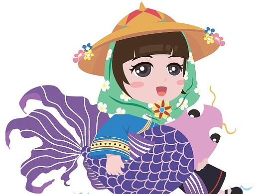 福建惠安女形象 包装插画 ai