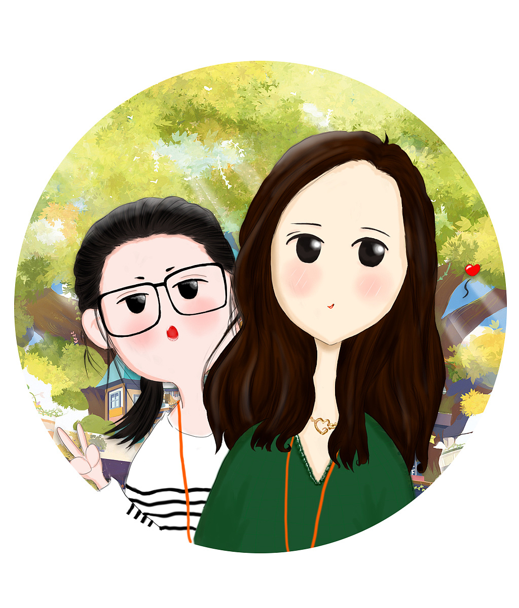 简单手绘卡通化人物头像小插画情侣头像可爱全家福