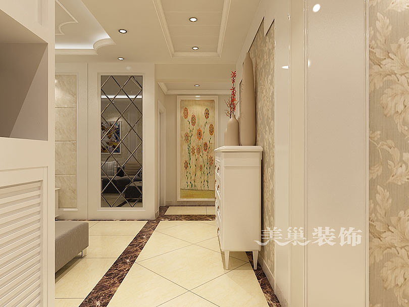 翰林华庭欧式风格装修样板间,走道端景