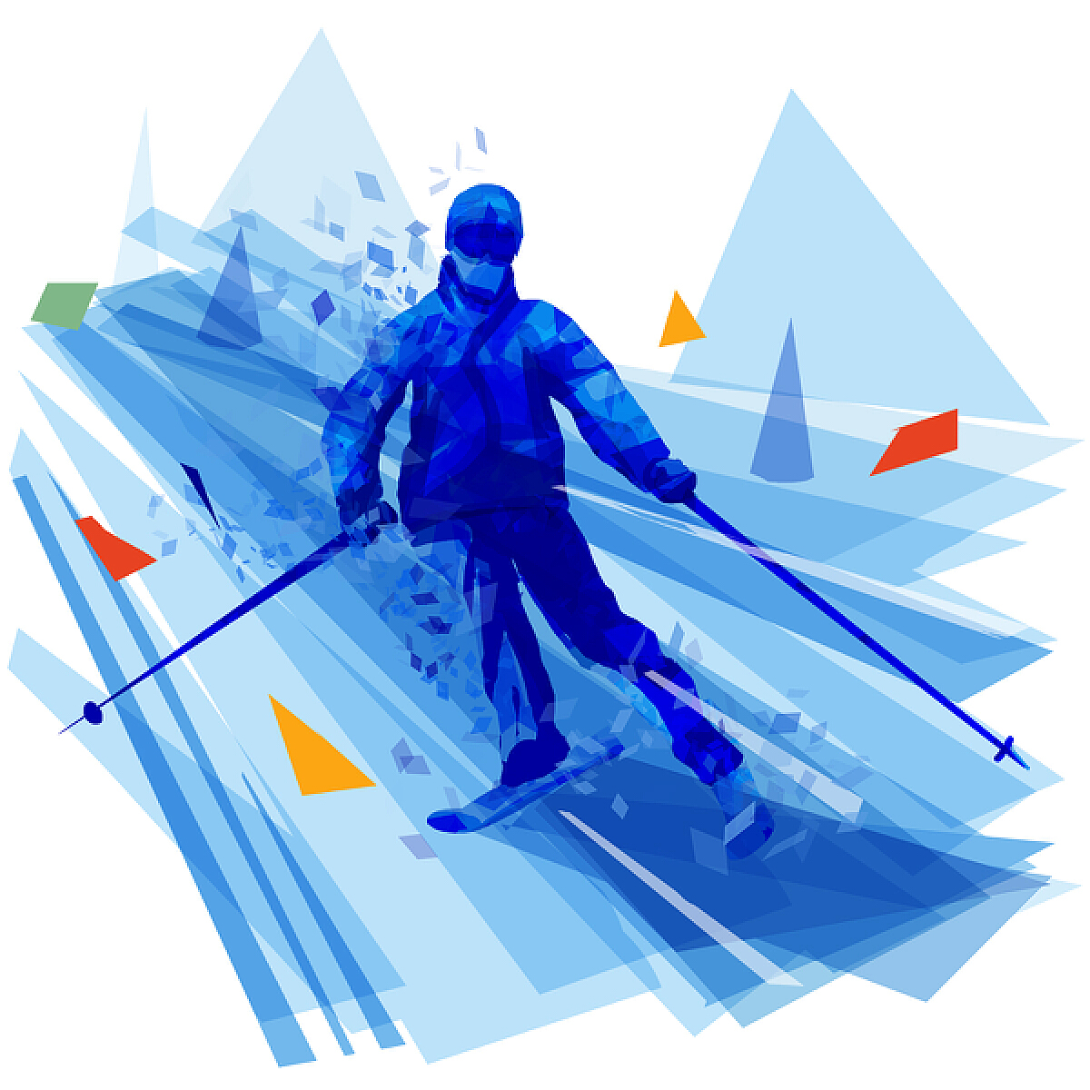 一组冬季滑雪运动抽象插画元素_曾嘉和尚尚-站酷ZCOOL