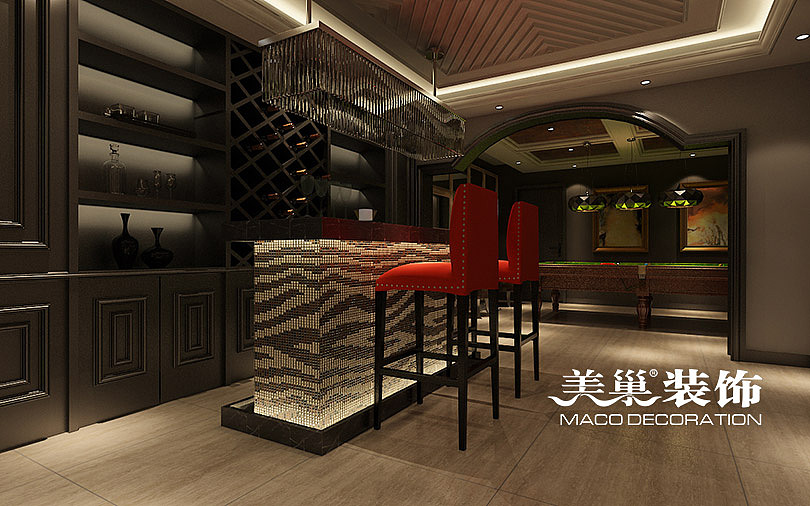 银河丹堤220平别墅装修现代案例——吧台