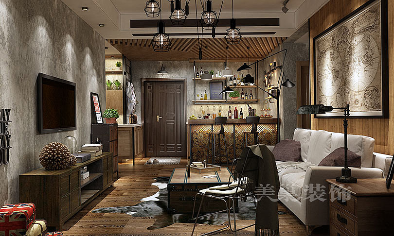 安和文苑135平帅酷工业风三居室装修效果图（图ZNzgxMzgwMTY=） - 家装设计 - 站酷设计师装修小达人原创素材 - 站酷ZCOOL