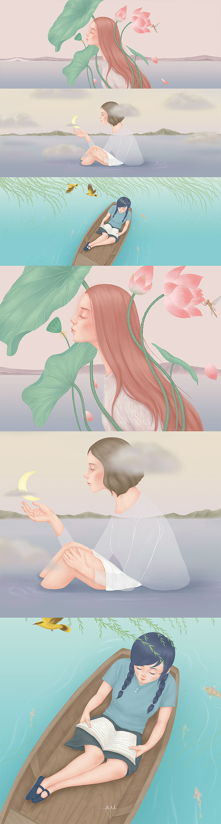 《遇见西湖》系列插画（图ZODgwNjM5OTY=） - 商业插画 - 站酷设计师南国夏原创素材 - 站酷ZCOOL